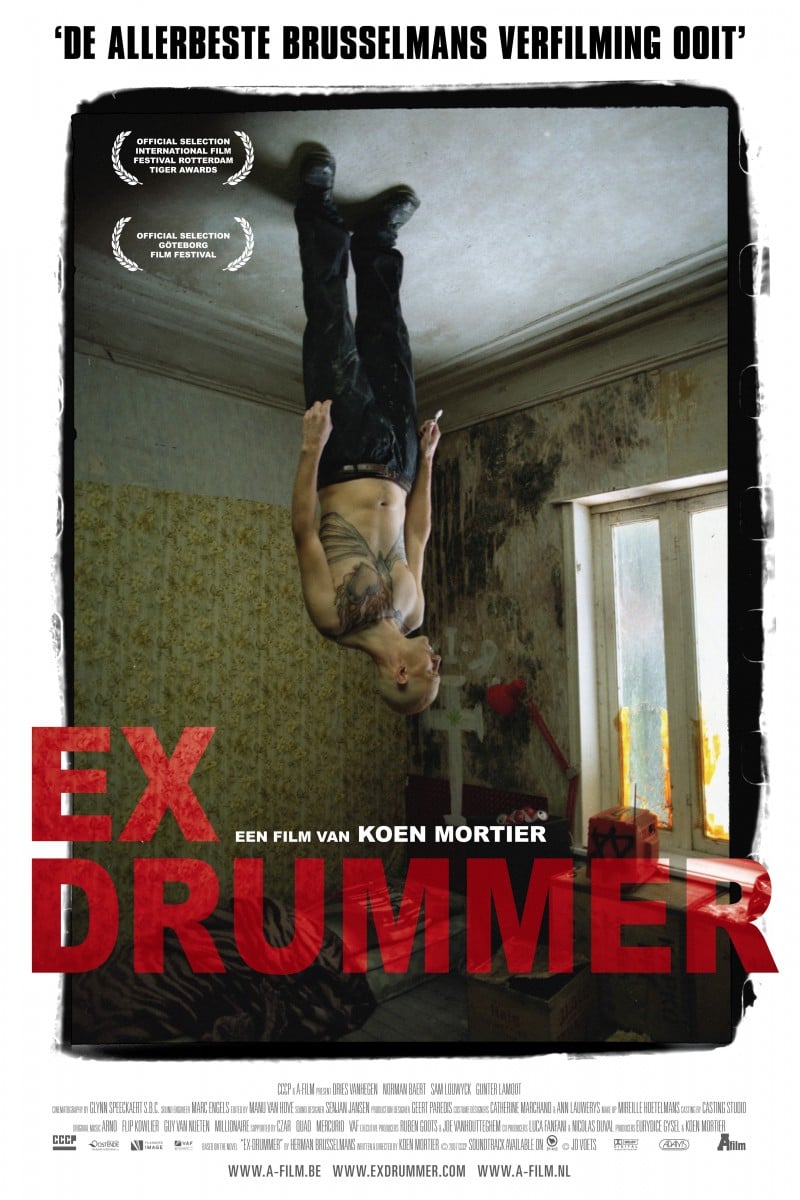 《Ex Drummer》比利时电影海报，用于比利时禁忌人物关系图与家庭矛盾专题